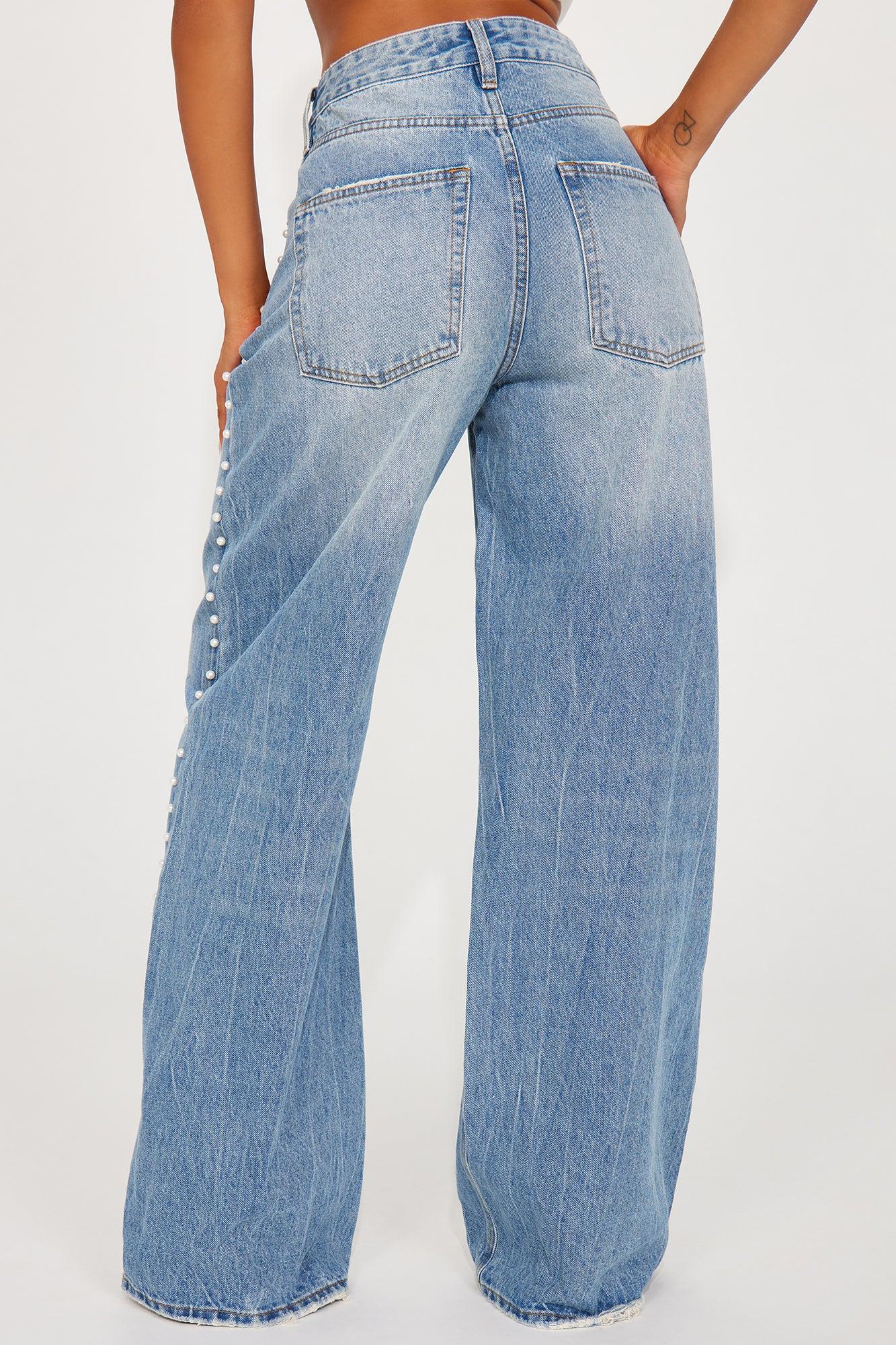 Clutching My Pearls Baggy Wide Leg Jeans - Medium Wash Product Image