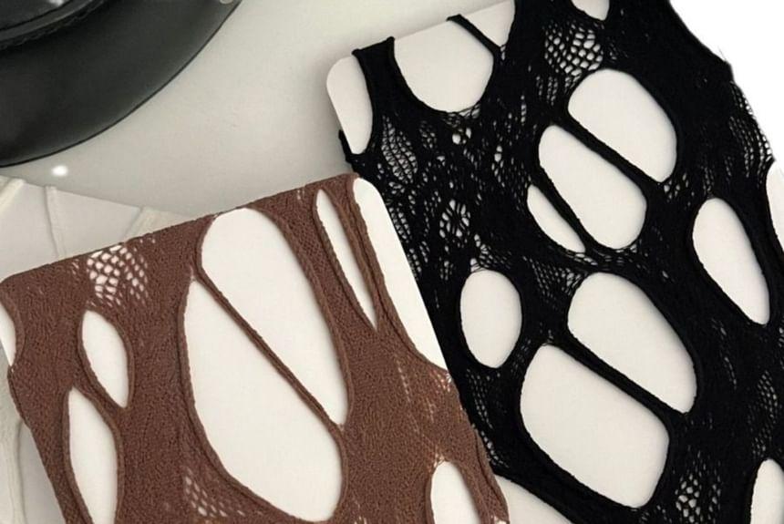 Plain Cutout Fishnet Tights Product Image