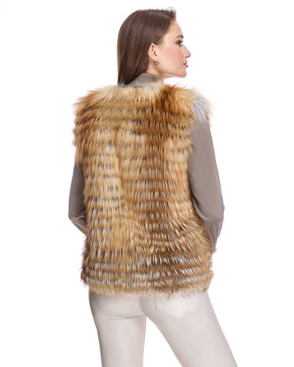 Collarless Feathered Fox Vest Product Image