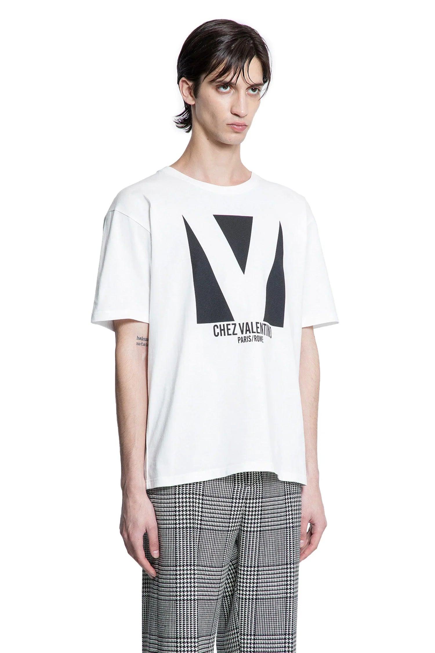 VALENTINO Mens Avorio Logo-print Crew-neck Cotton-jersey T-shirt Product Image