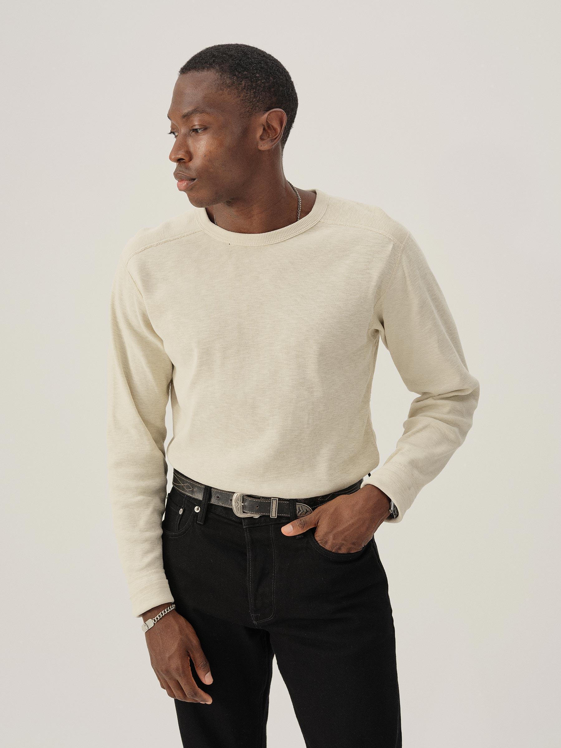 Worn White Sidewinder Rib L/S Crew Product Image