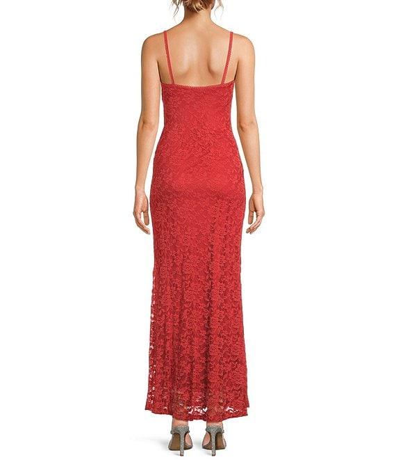 NIA Vetiver Square Neck Lace Long Dress Product Image
