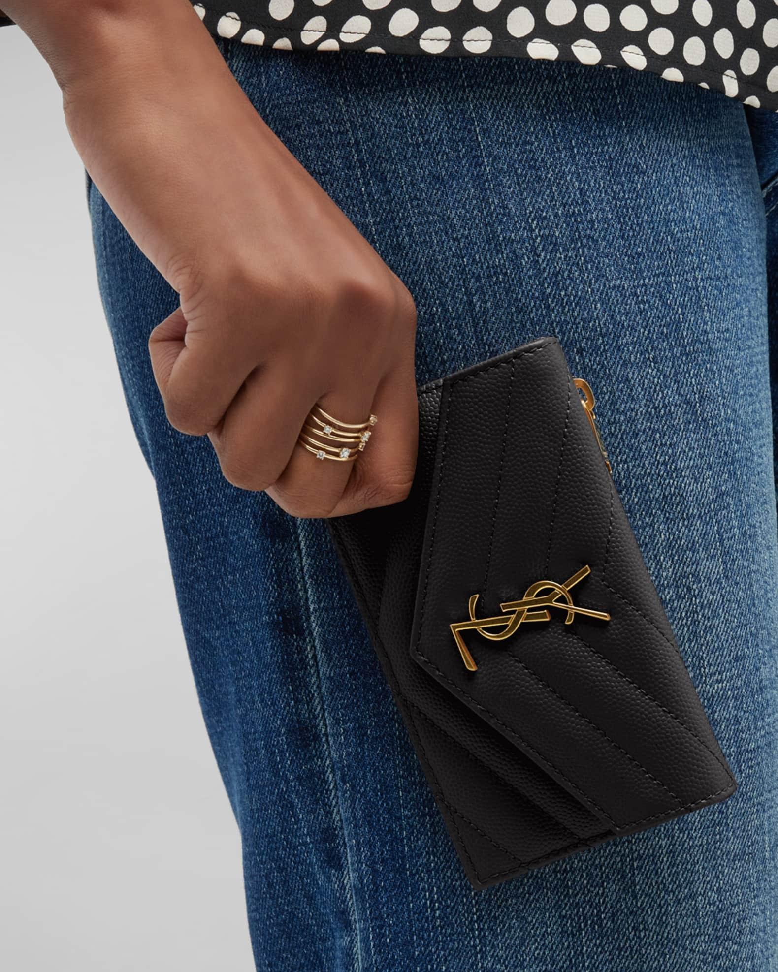 YSL Monogram Ziptop Flap Card Case in Grained Leather Product Image