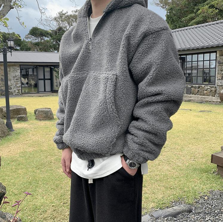 RT No. 3348 HALF ZIP-UP FLEECE HOODIE Product Image