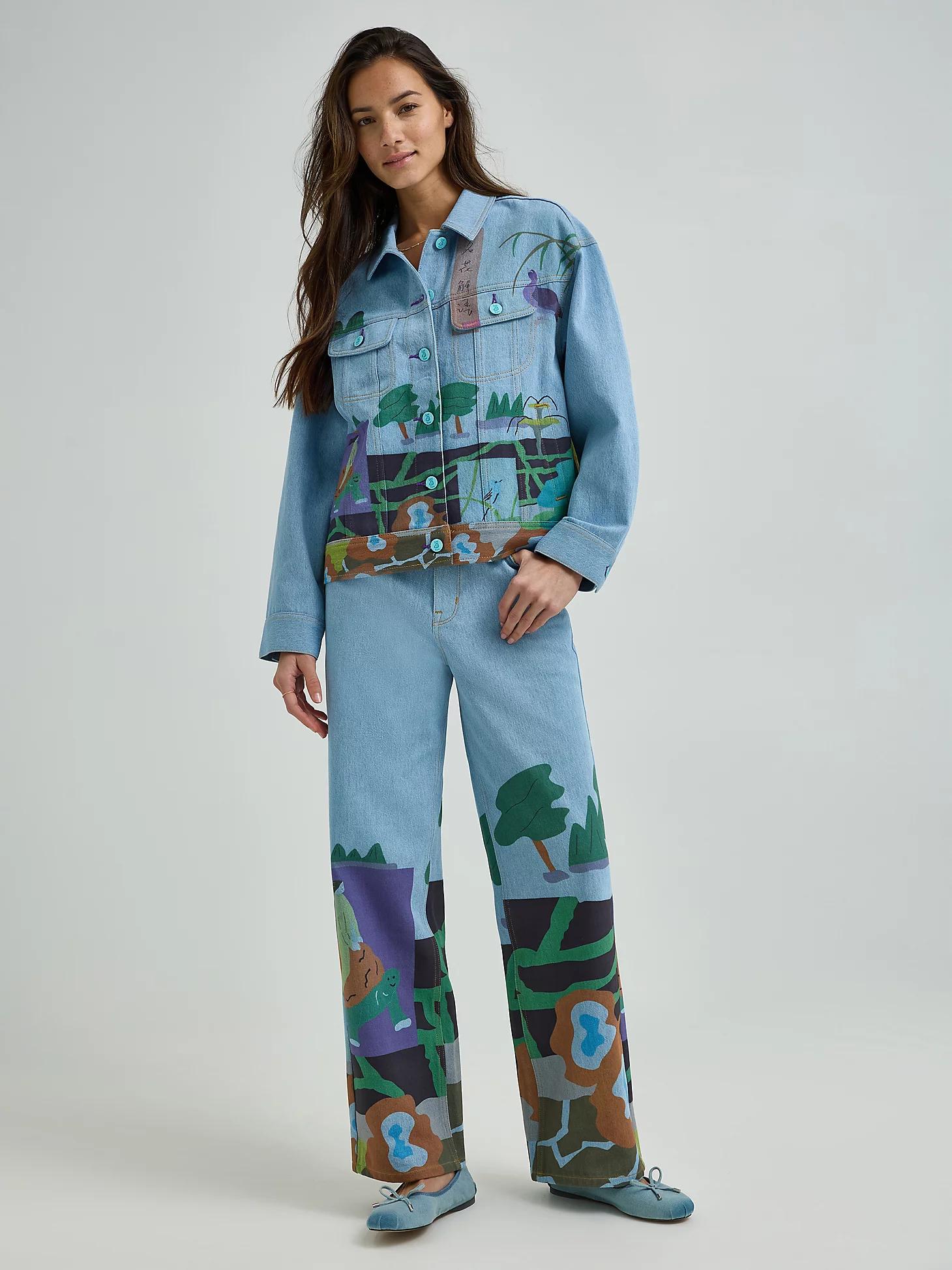 Women's Lee® x Ruohan Wang Rose Garden Print Denim Rider™ Jacket | Women's Jackets & Outerwear | Lee® Product Image