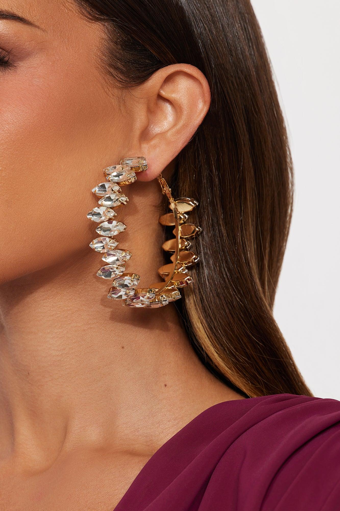 Out Jeweled You Hoop Earrings - Clear Female Product Image