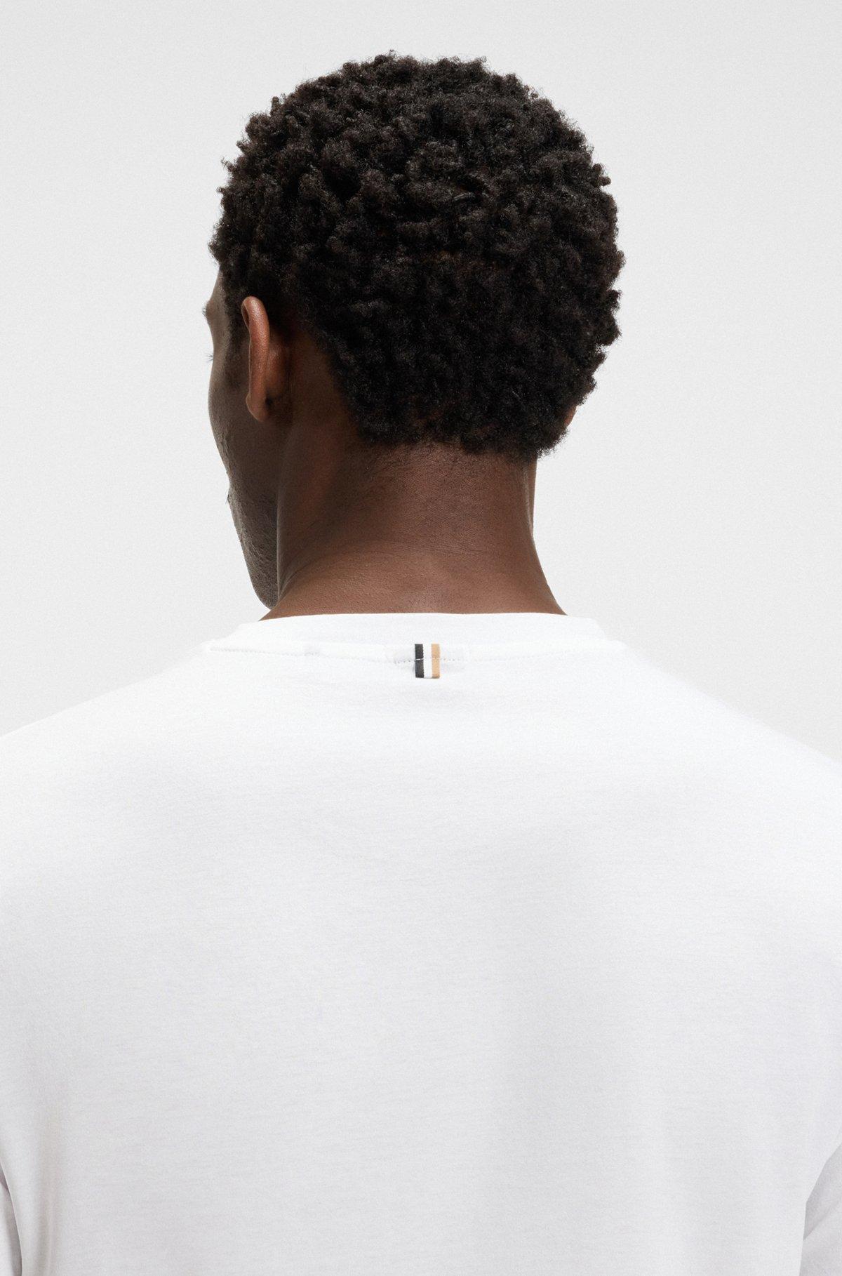 BOSS - Slim-fit long-sleeved polo shirt in mercerized cotton - White Product Image