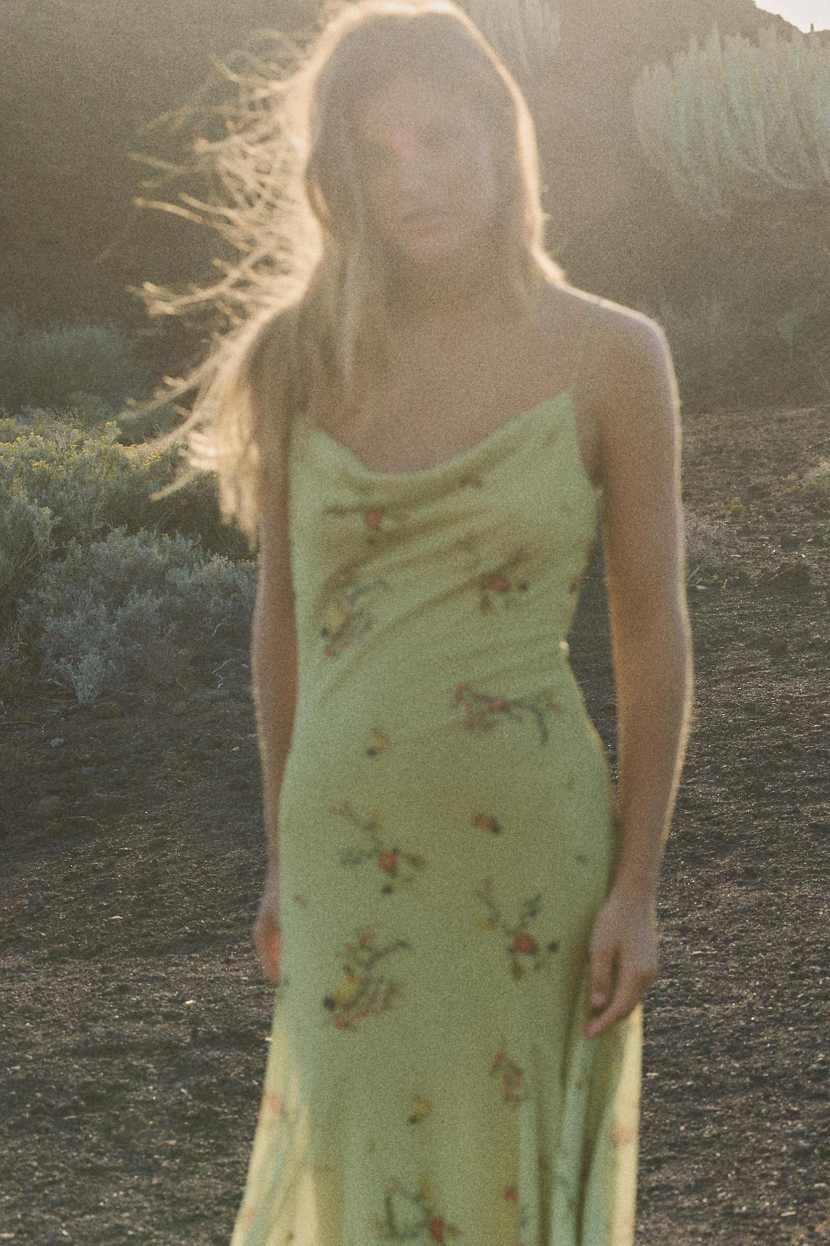 PRINTED TULLE MIDI DRESS Product Image