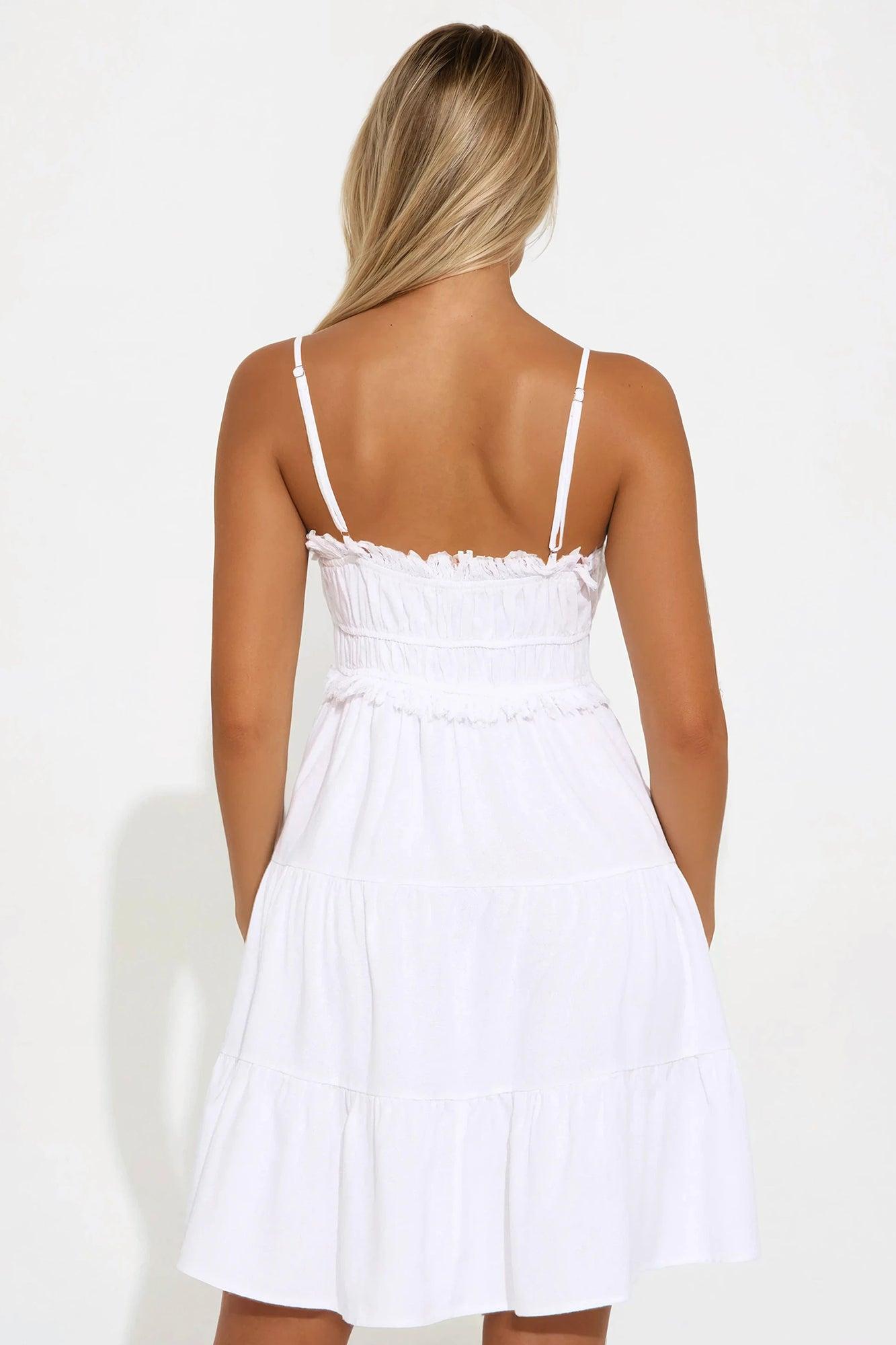 Vella Linen Mini Dress - White Product Image