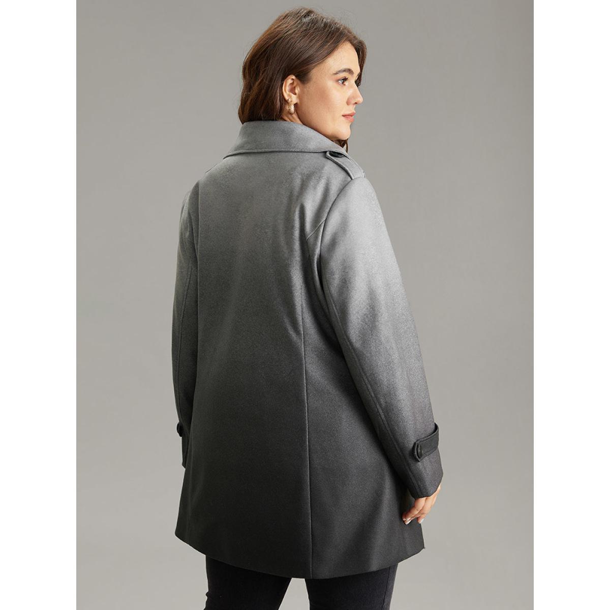 Plus Size Ombre Double Breasted Lapel Collar Coat Women Gray Casual Lined Ladies Dailywear Winter Coats BloomChic 14-16/1X Product Image