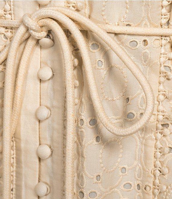 Antonio Melani Brynn Eyelet Mock Neck Button Front Long Sleeve Tie Waist Dress Product Image