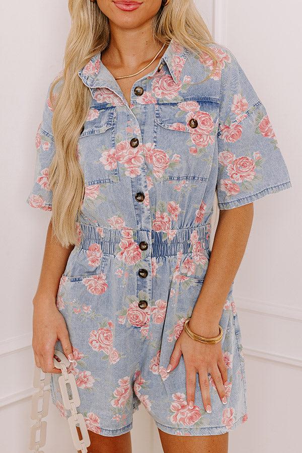 Garden Picnic Chambray Floral Romper Product Image