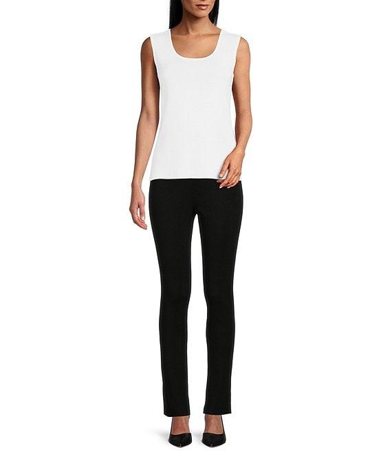 Ming Wang Scoop Neck Sleeveless Side Slit Knit Tank Top Product Image