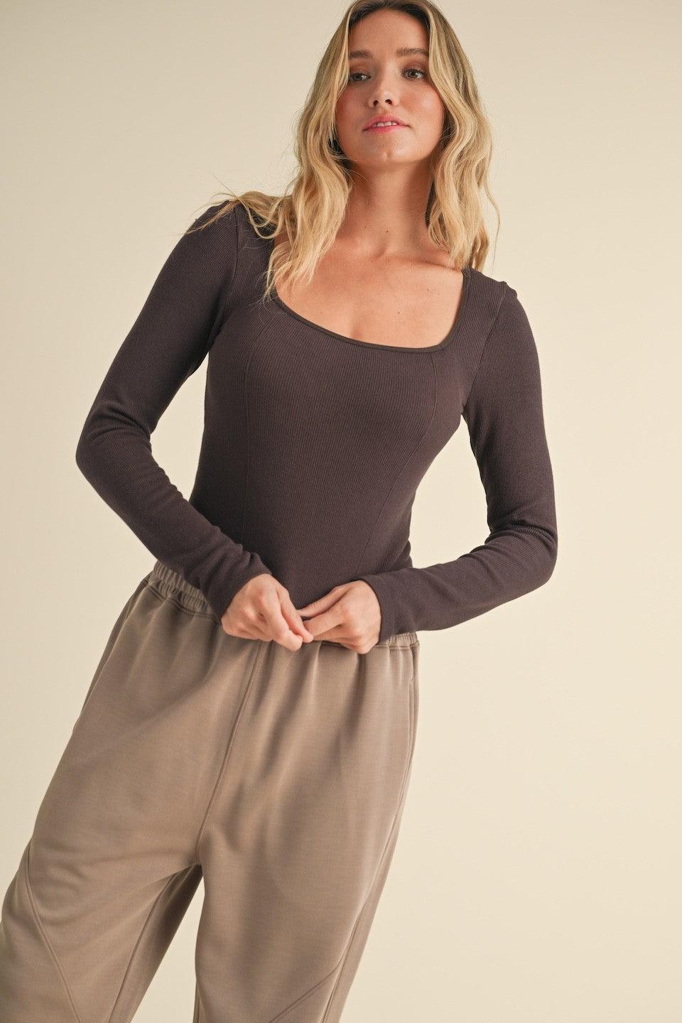 Square Neck Long Sleeve Top Product Image