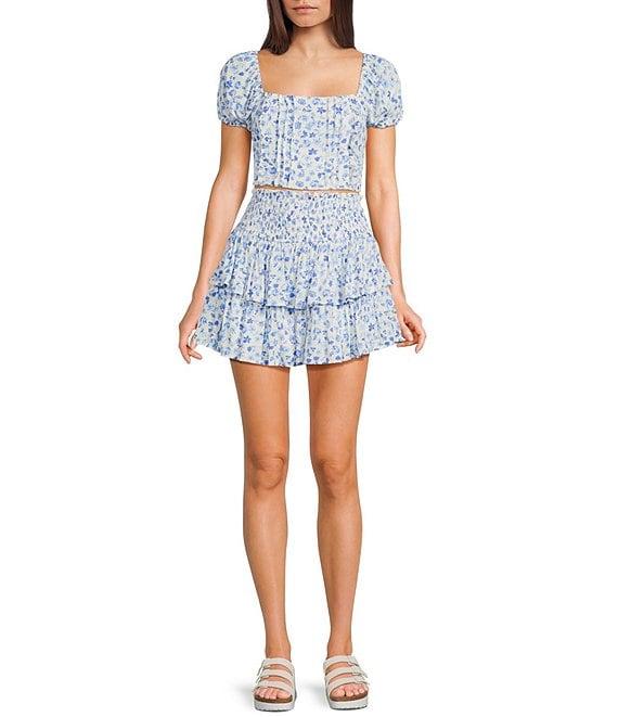 Dee Elly Tiered Ditsy Floral Coordinating Mini Skirt Product Image