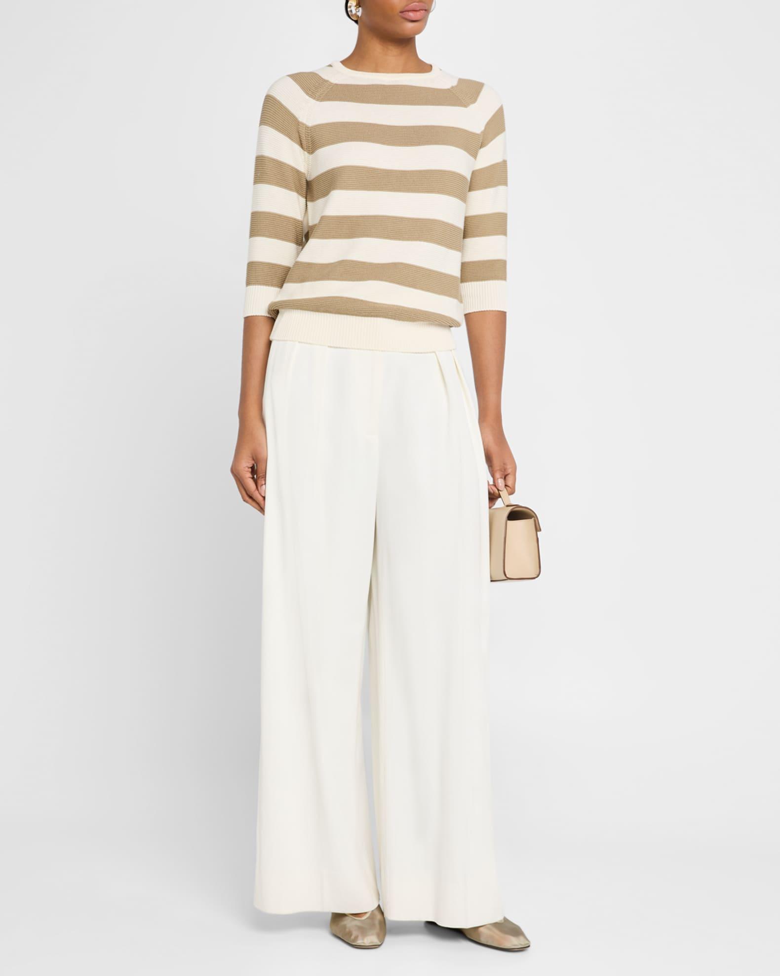 Sante Striped 3/4-Sleeve Cotton Sweater Product Image