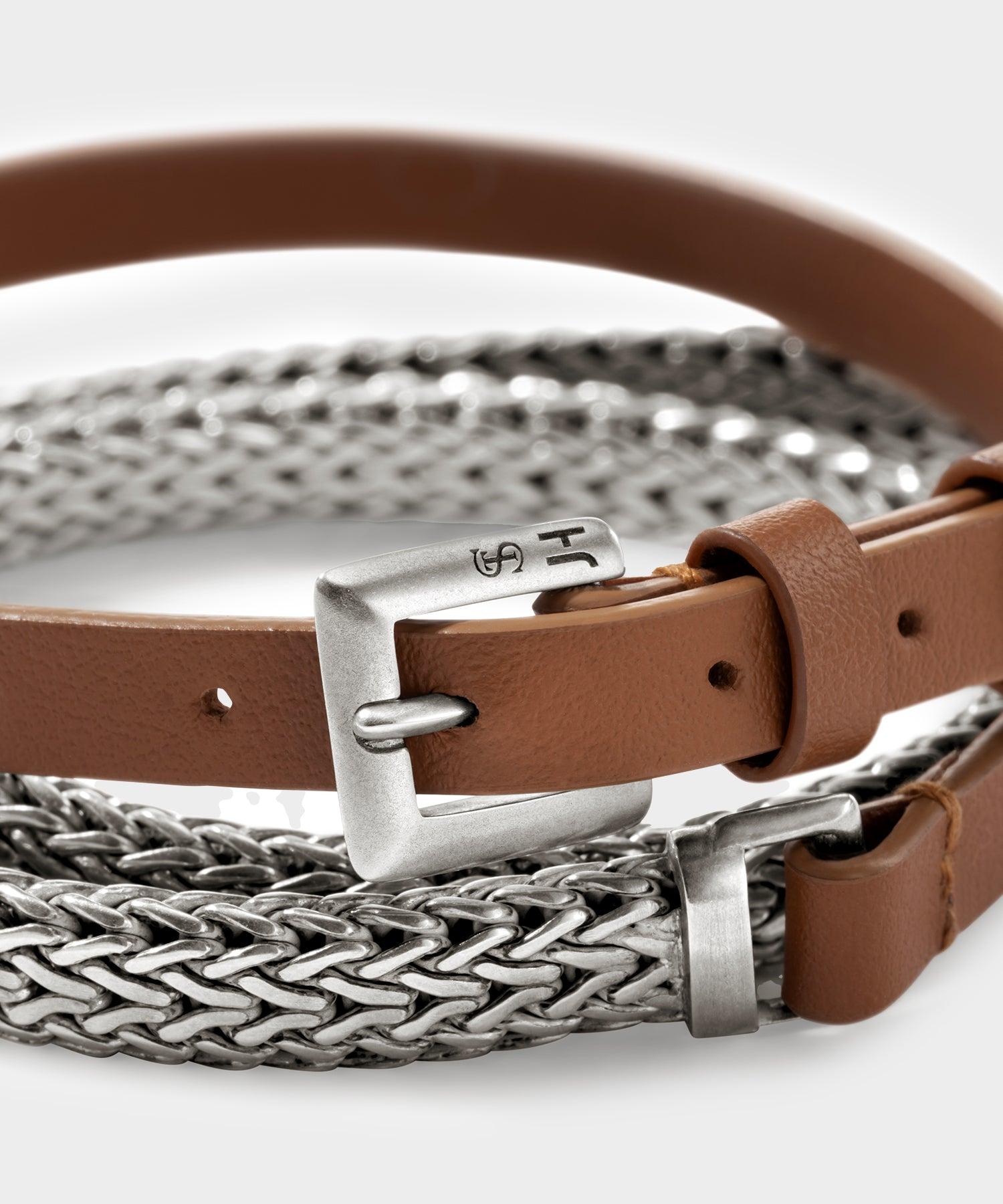 Todd Snyder x John Hardy Flat Silver Chain and Leather Bracelet Product Image
