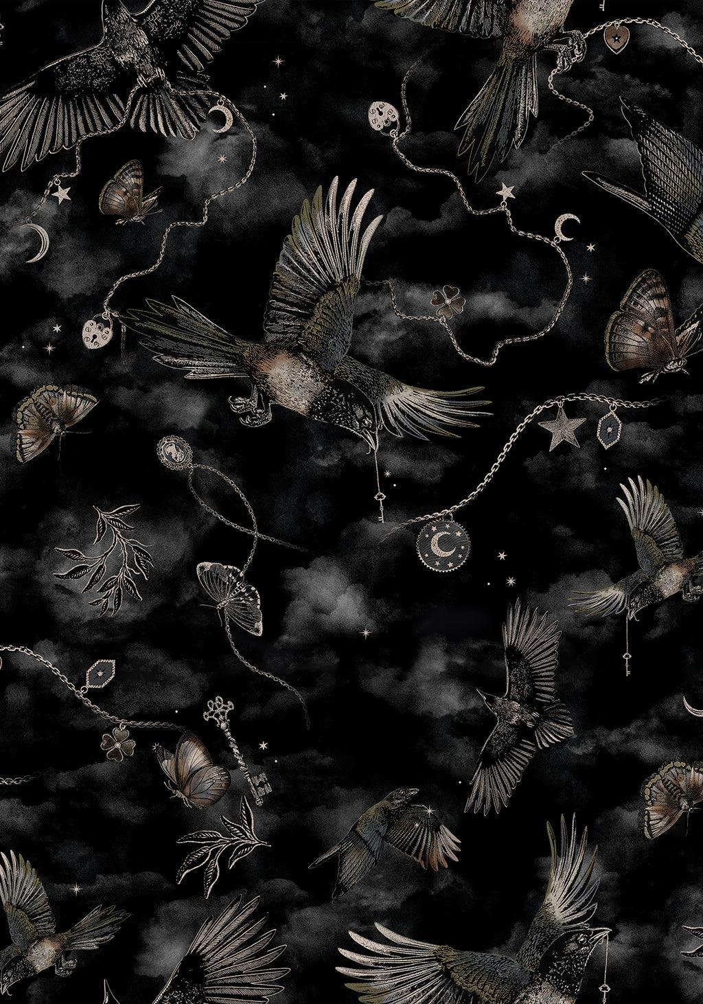 Crimson Magpie and Moth Print Mini Ruffle Dress Product Image