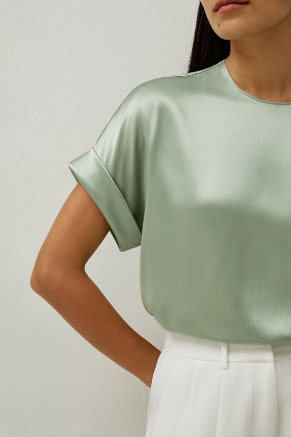 LILYSILK T Shirt Silk - Womens - Navy Blue 100 Silk - Organic Oversized Tops XS Product Image