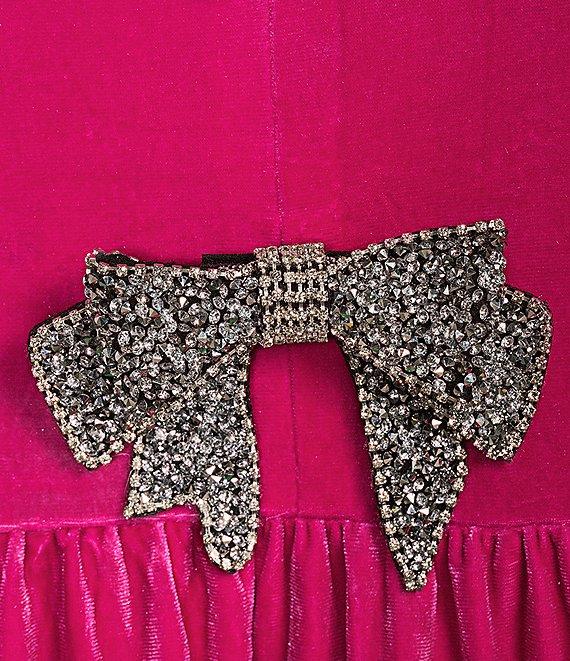 Sugarlips Plus Long Sleeve Bow Velvet Mini Dress Product Image