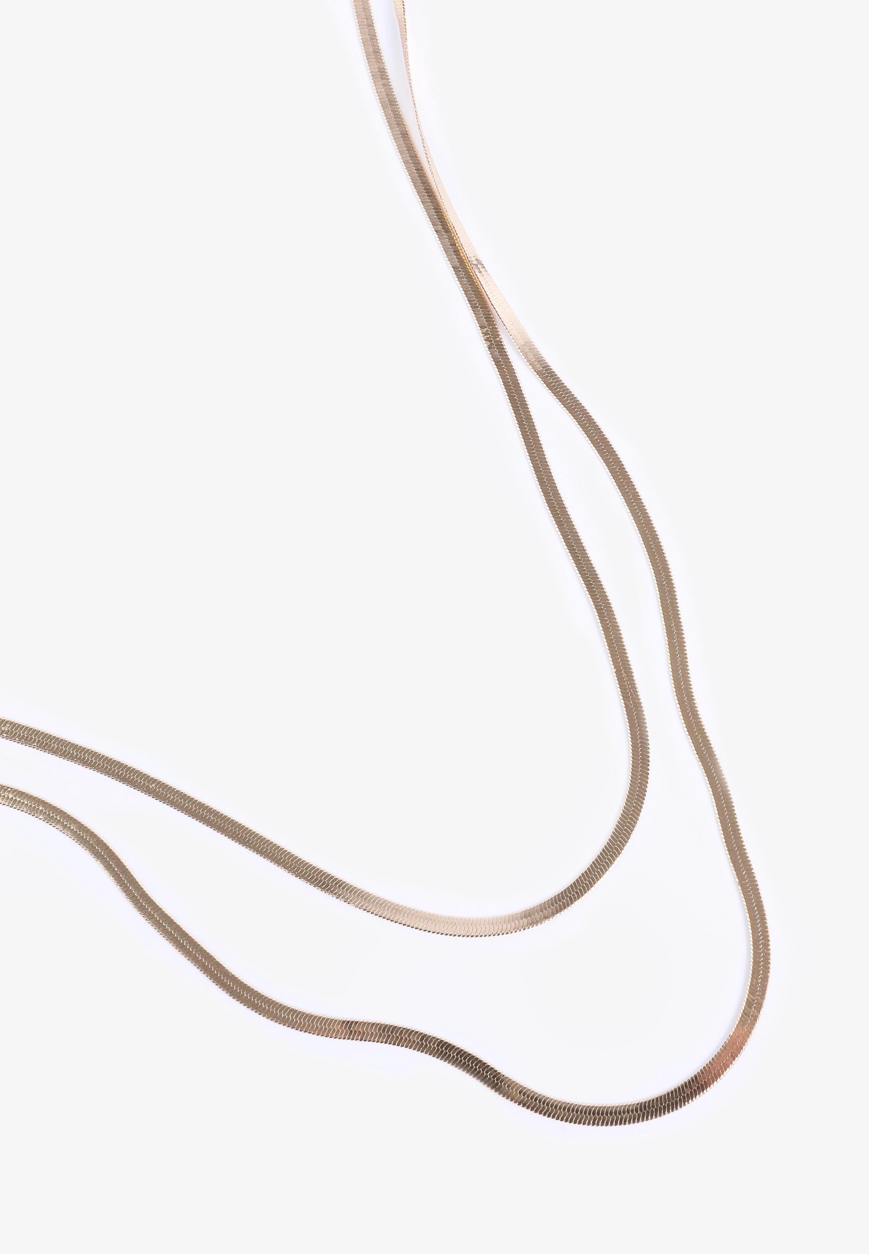 Gold Double Layered Herringbone Chain Necklace Product Image