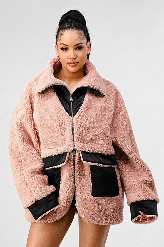 ATHINA OVERSIZED SHERPA WITH CONTRAST JACKET Product Image