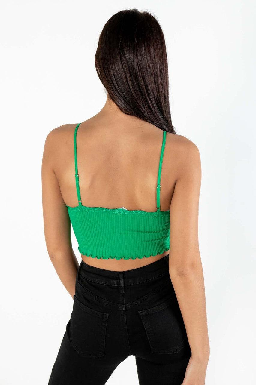 Seamless Green Lace Trim Cami Product Image