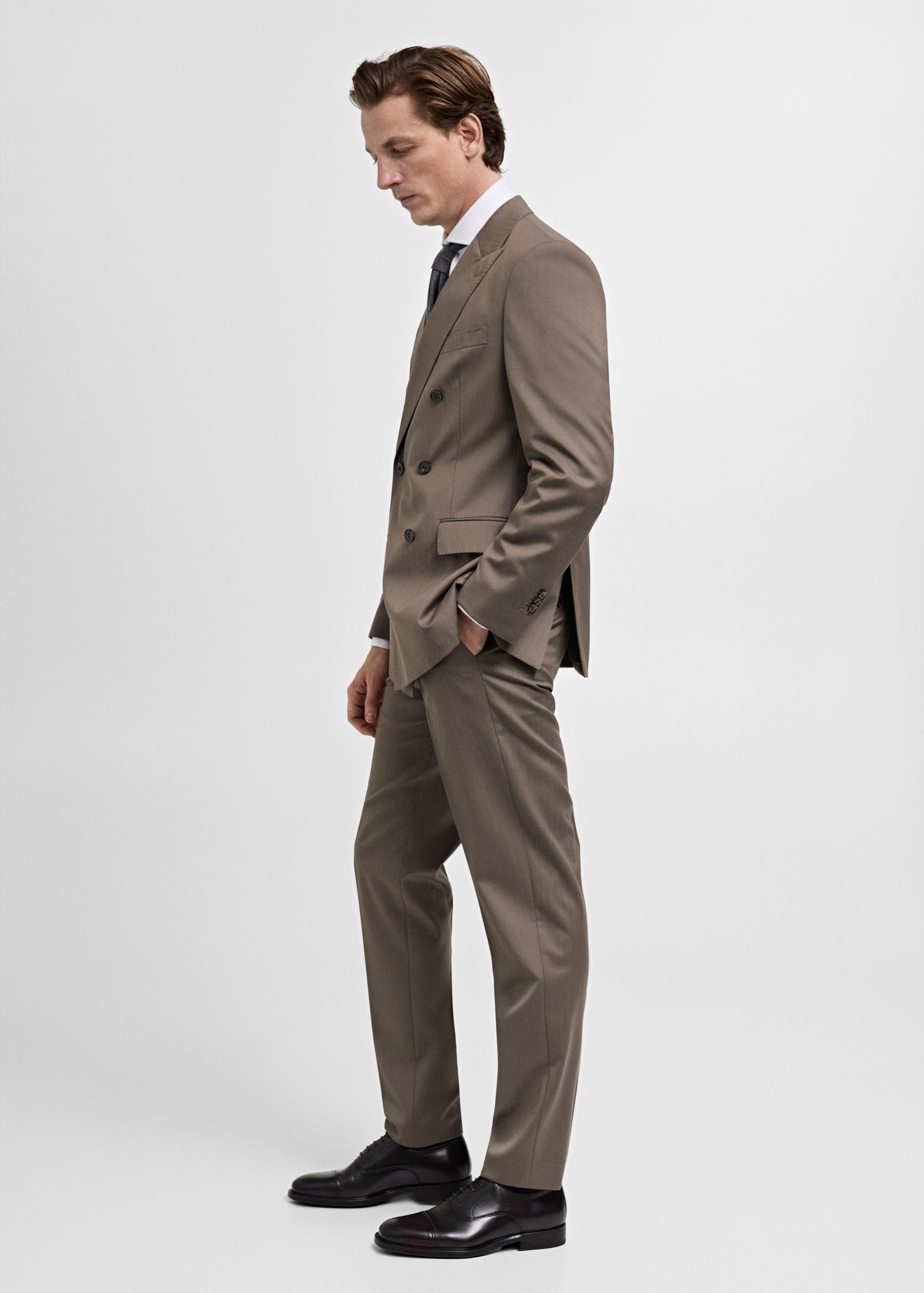 100% virgin wool herringbone suit pants - Men | MANGO USA Product Image