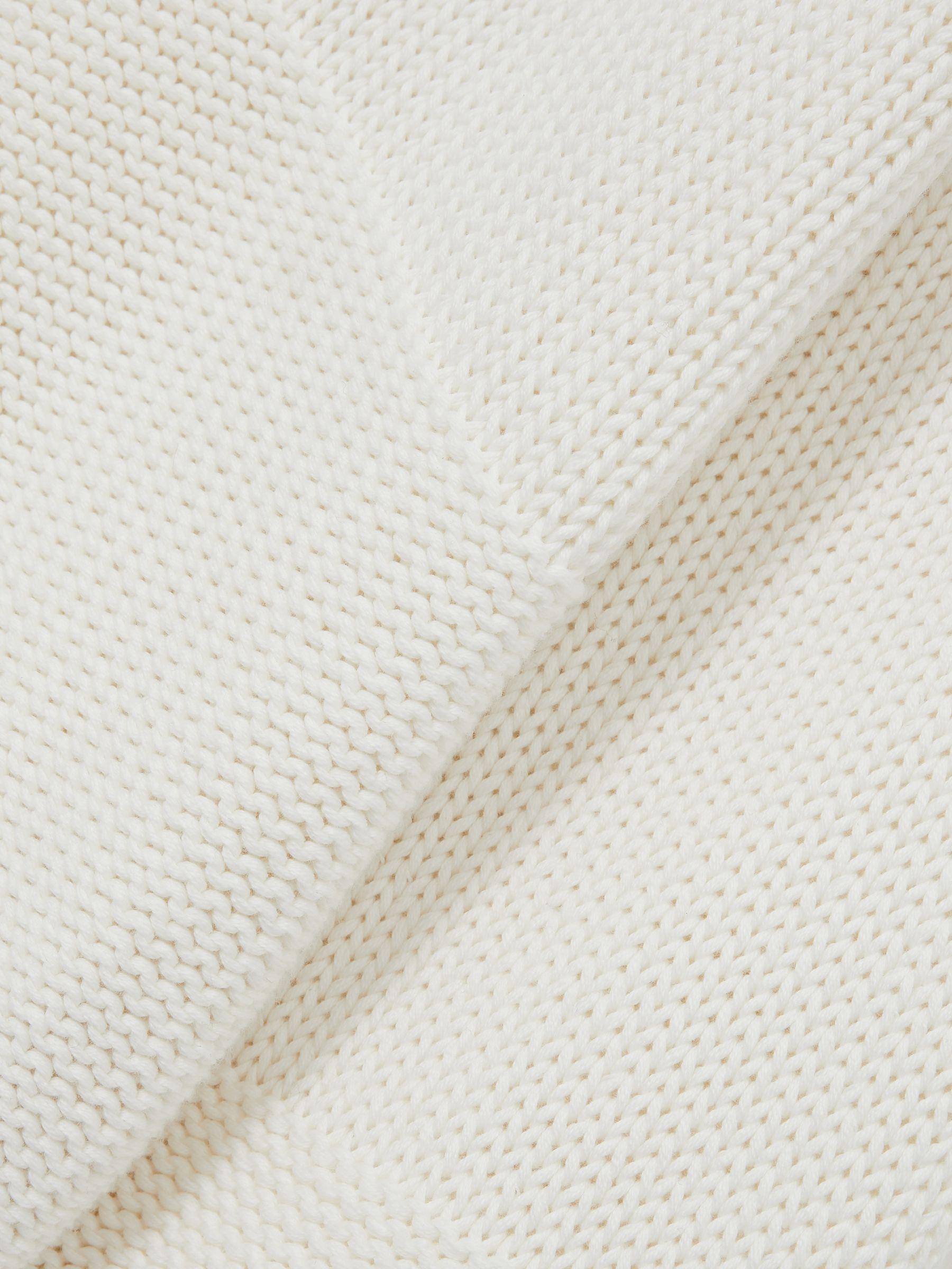 Cotton V-Neck Knit Jumper in White Product Image