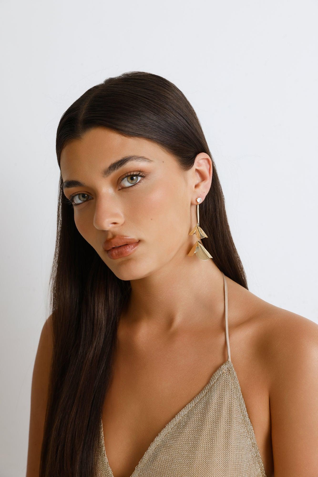 Petals In The Rain Earrings Gold Product Image