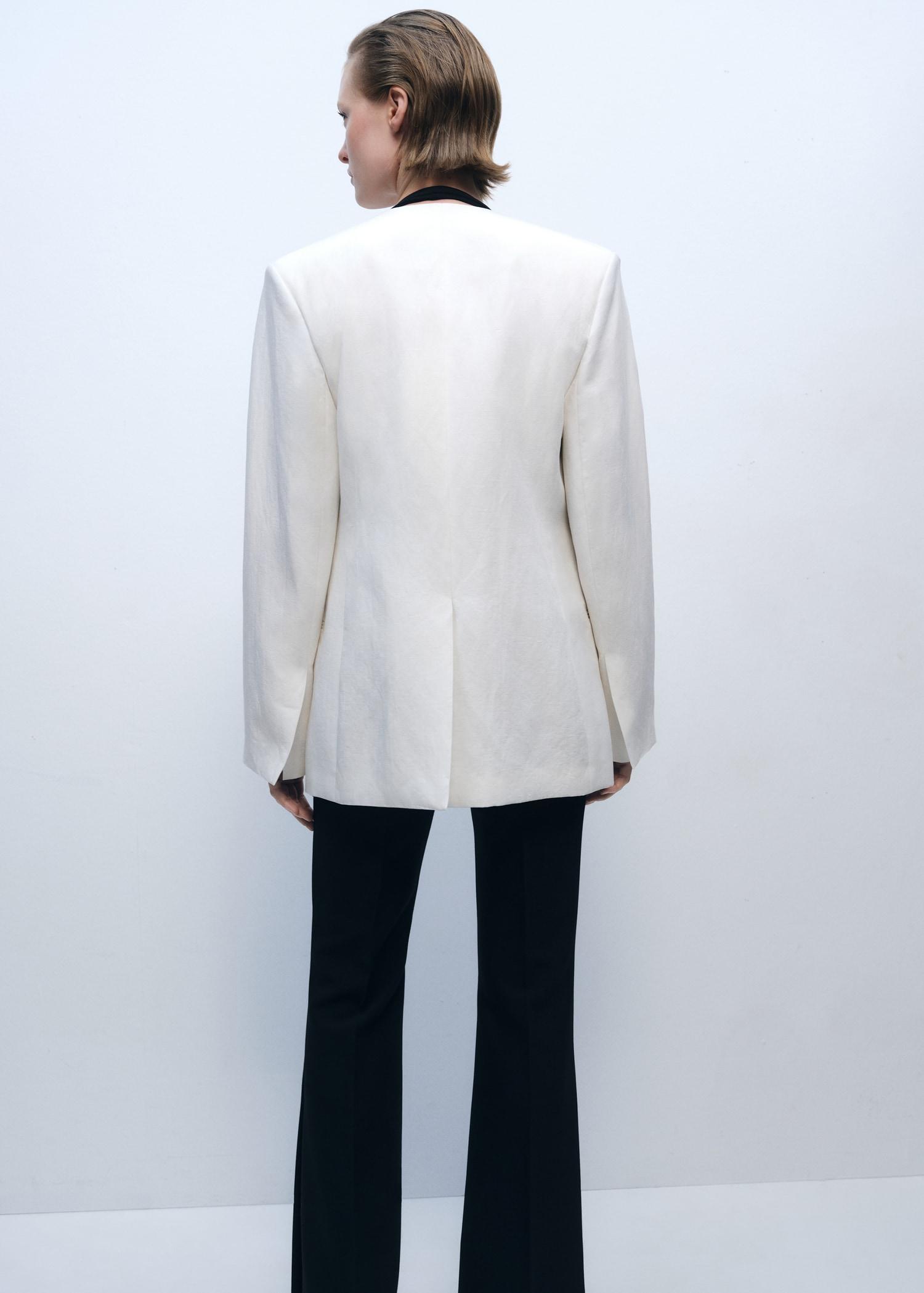 Lyocell and linen-blend blazer - Women | MANGO USA Product Image