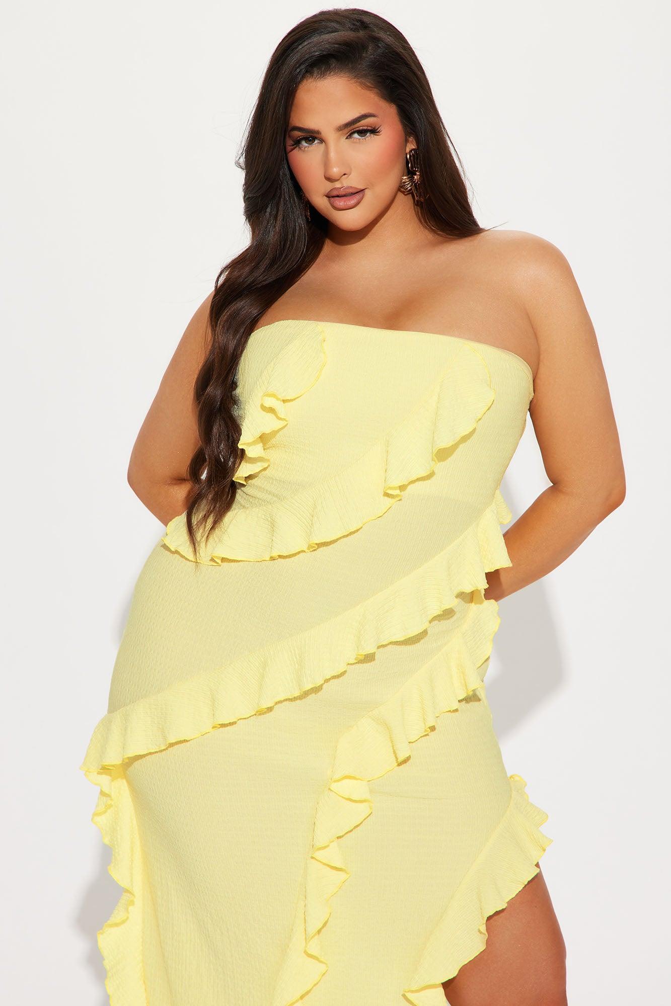 Rihanna Ruffle Maxi Dress - Yellow Product Image