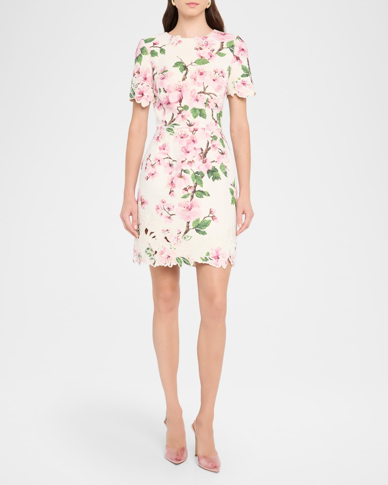 Floral Embroidered Tweed Mini Dress Product Image