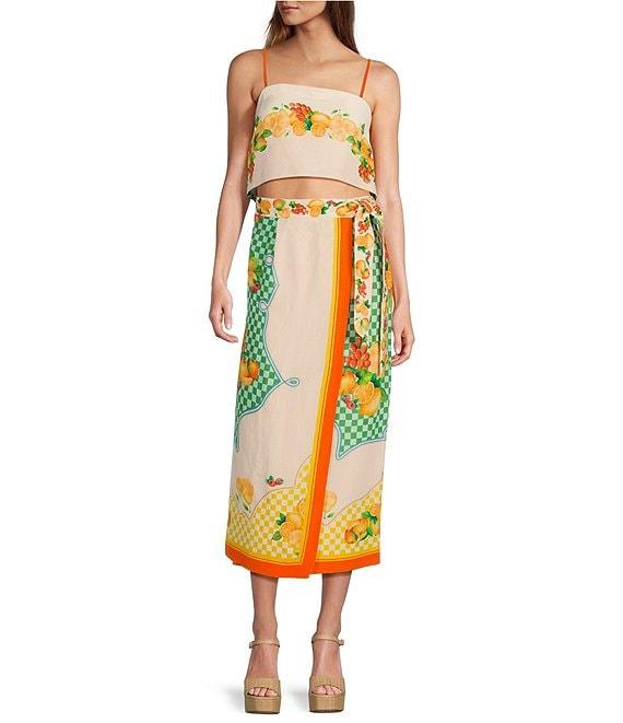 Antonio Melani Coordinating Clio Fruit Printed Linen Wrap Skirt Product Image