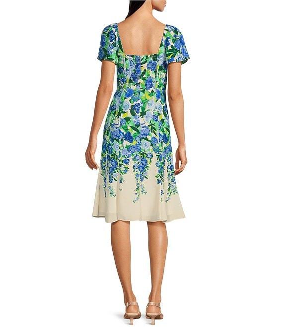 Maggy London Floral Sweetheart Neck Short Flutter Sleeve Midi Dress Product Image