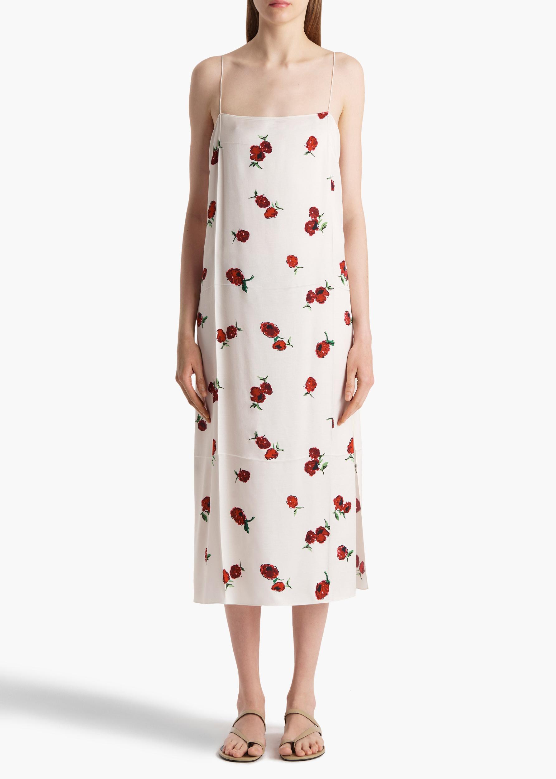 Sicily Dress in Cream with Raspberry Print Product Image