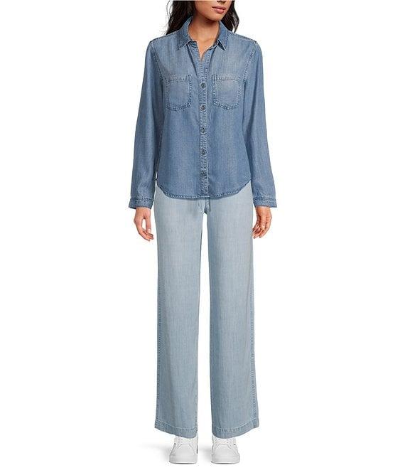 Cloth & Stone Chambray Drawcord Wide-Leg Pants Product Image