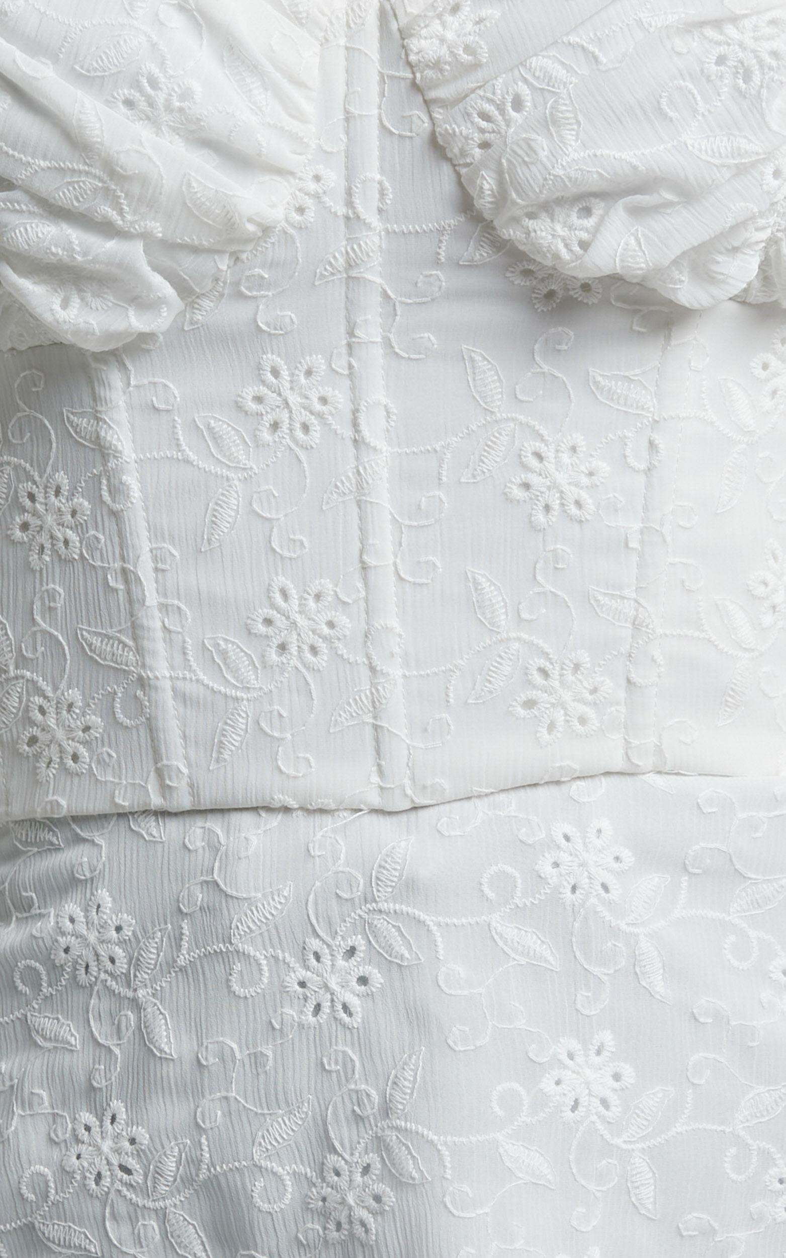 Ybur Top - Off Shoulder Long Sleeve Bustier Top in Ivory Product Image