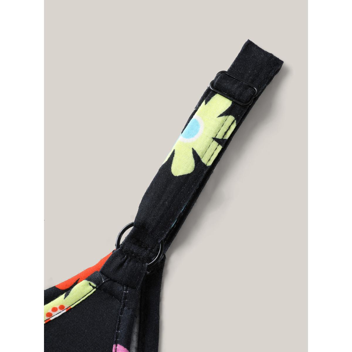 Plus Size Black Colorful Polka Dots Straight-Leg Jumpsuit Women Sleeveless Round Neck Everyday-Casual Loose Jumpsuits BloomChic 12/L Product Image