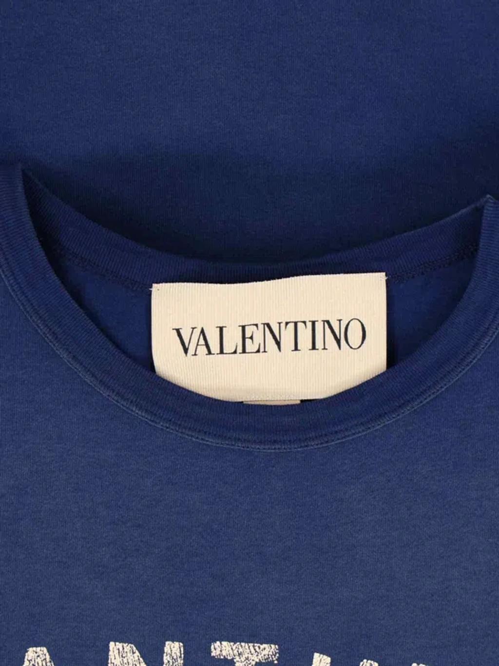 VALENTINO Garavani Navy Cotton T-shirt In Blue Product Image