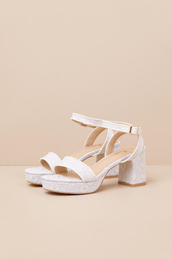 Elodina White Eyelet Platform High Heel Sandals Product Image