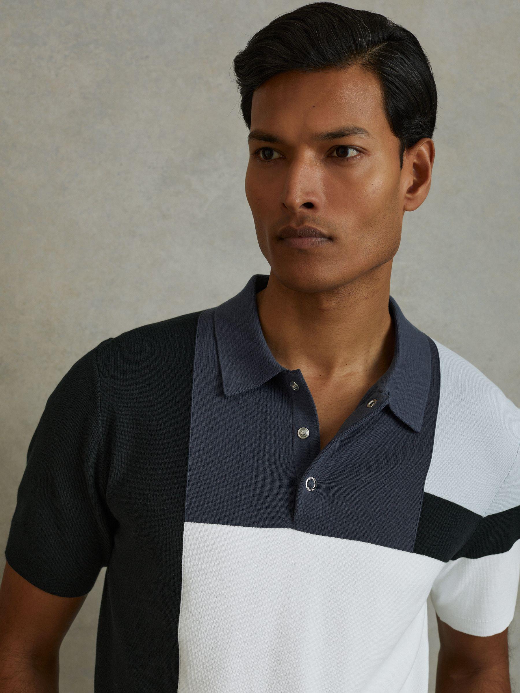 Colourblock Polo Shirt in Blue Multi Product Image