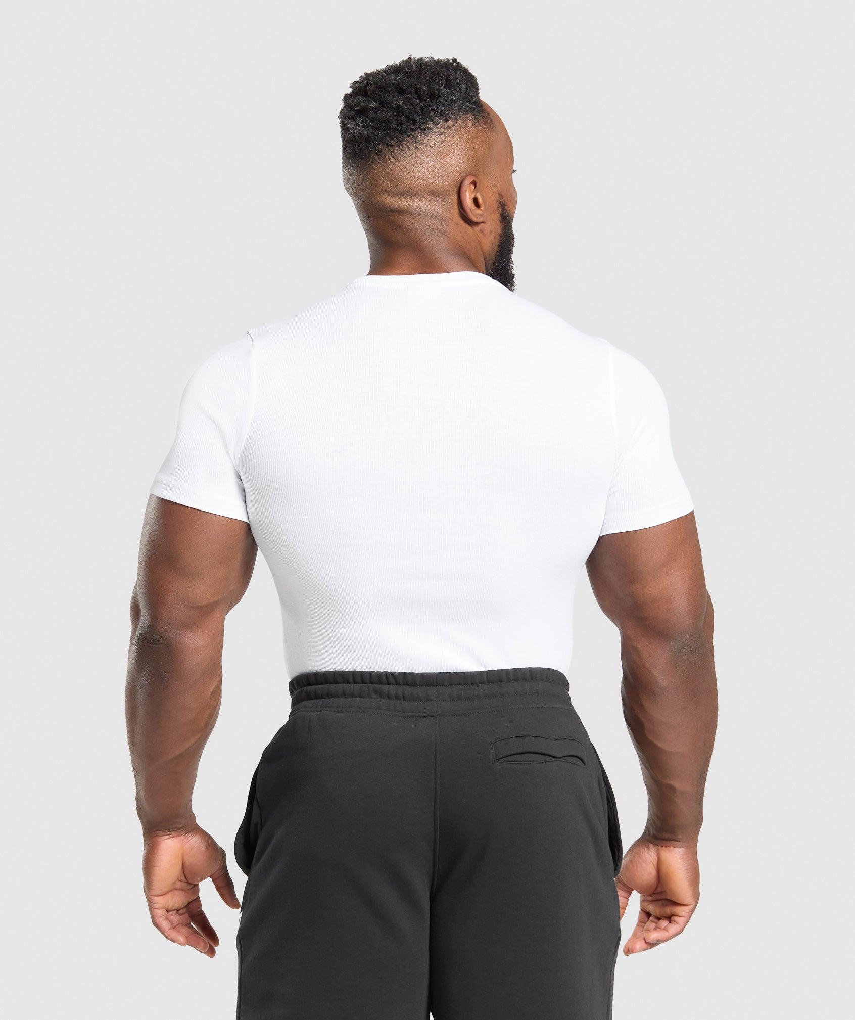 Gymshark Ribbed T-Shirt - White Male Product Image