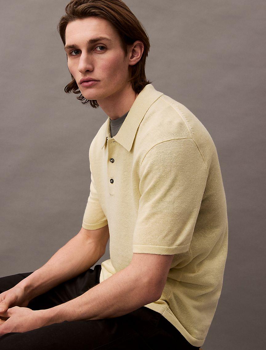 Linen Blend Classic Sweater Polo Shirt Product Image