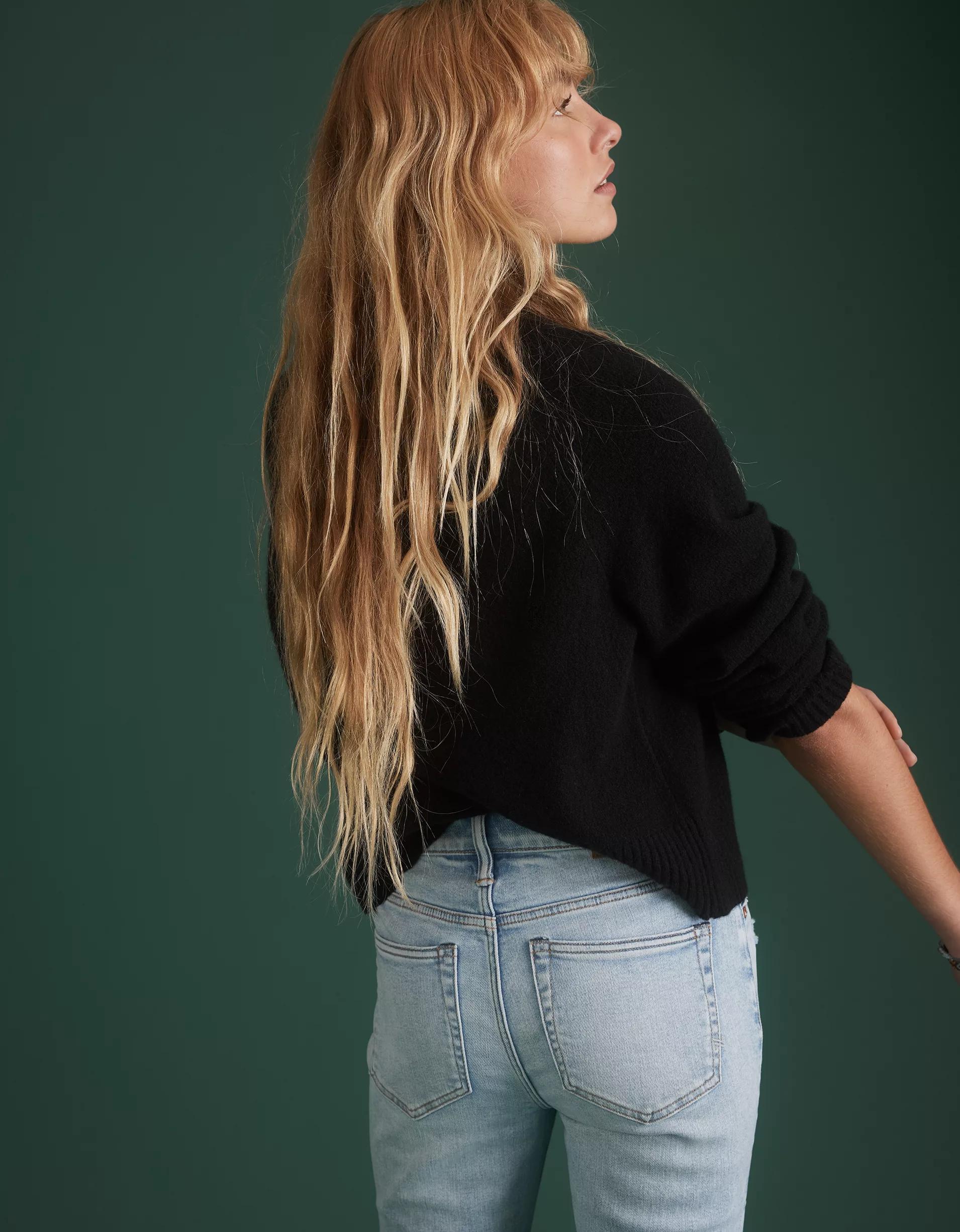 AE77 Premium Oversized Cropped Cashmere Sweater Product Image