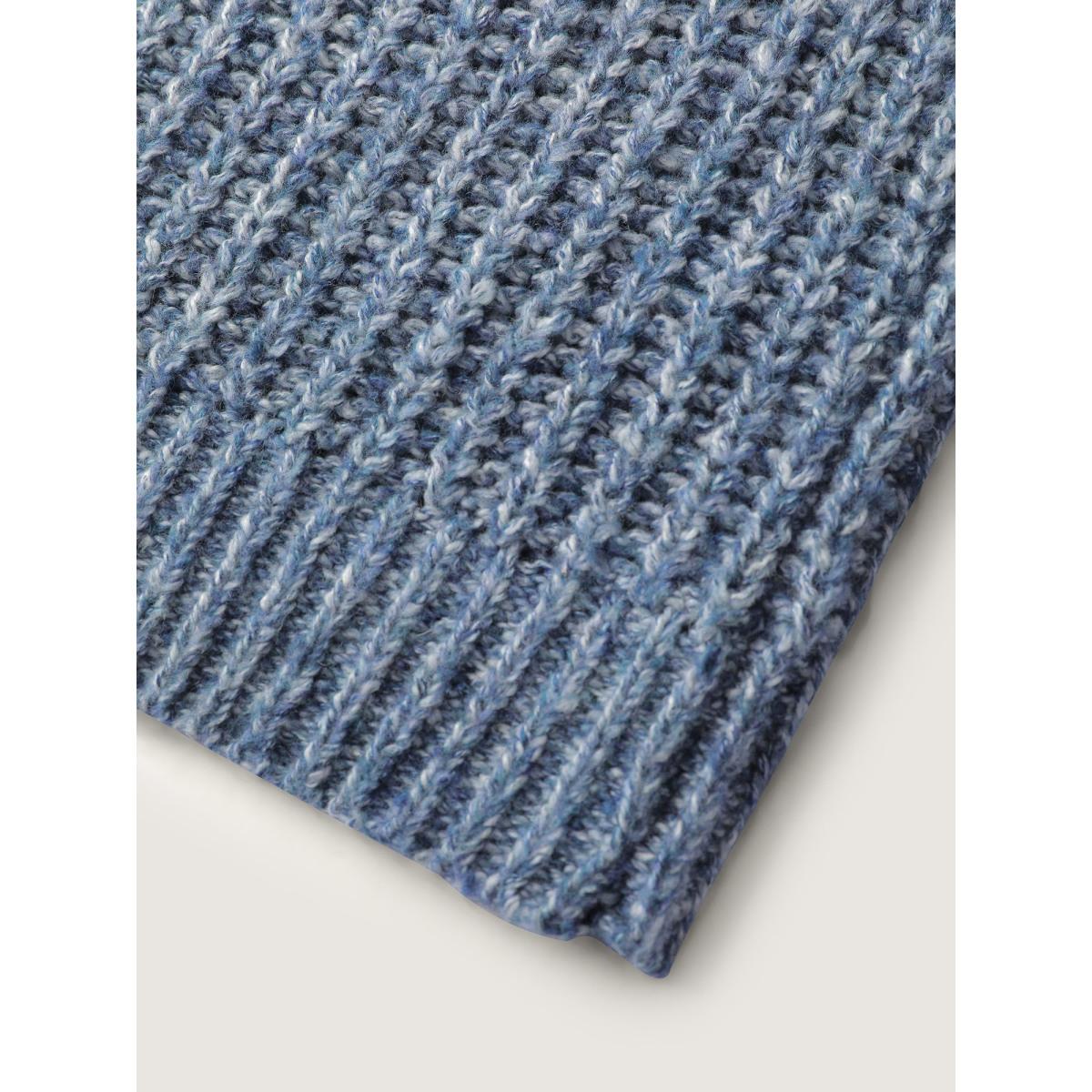 Plus Size Heather Turtle Neck Solid Pullover Indigo Women Leisure Loose Long Sleeve Turtleneck Casual Pullovers BloomChic 22-24/3X Product Image