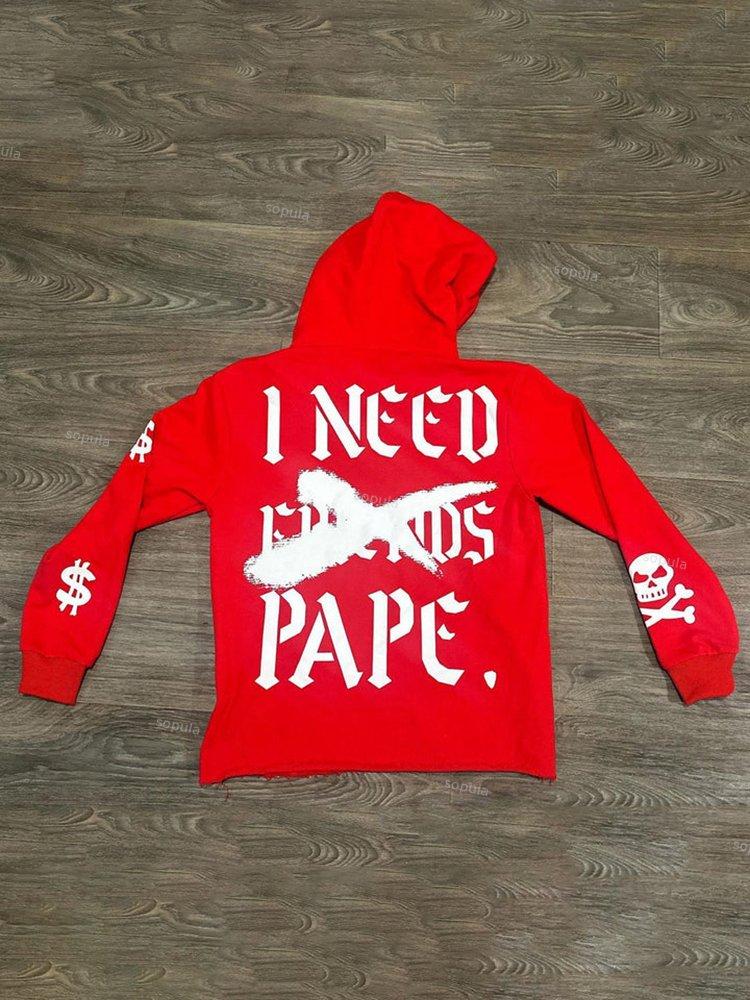 Sopula Wealthy Skull Graphic Pocketless Crop Hoodies Product Image