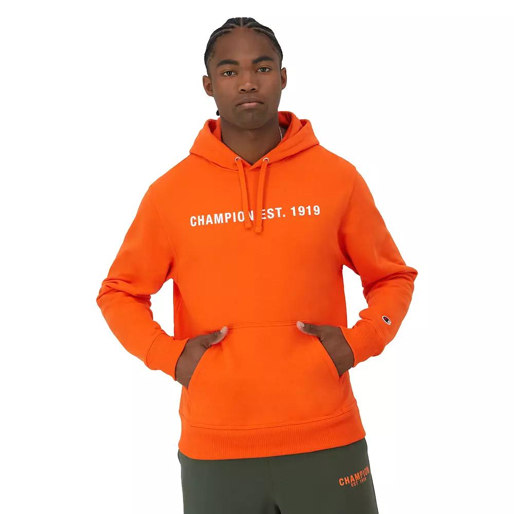 Men's Champion® Est. 1919 Powerblend Graphic Hoodie, Size: Small, Orange Product Image