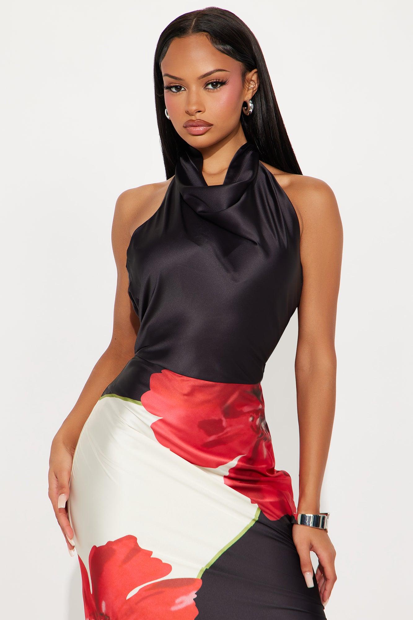 Bianca Backless Satin Maxi Dress - Black/combo Female Product Image