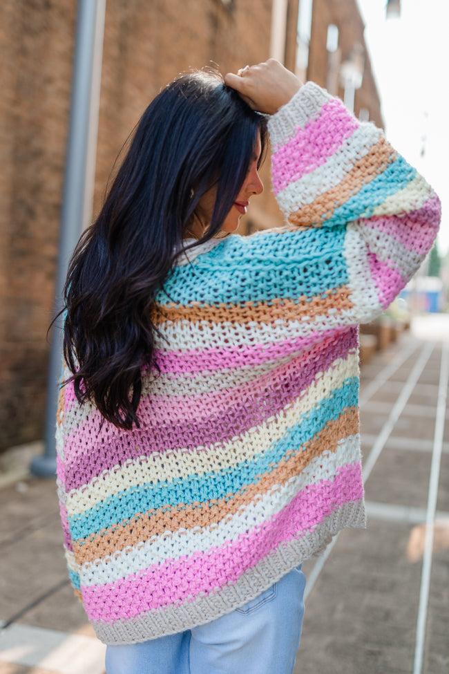 Forgot You Existed Pink, Orange, and Yellow Multi Striped Cardigan Product Image